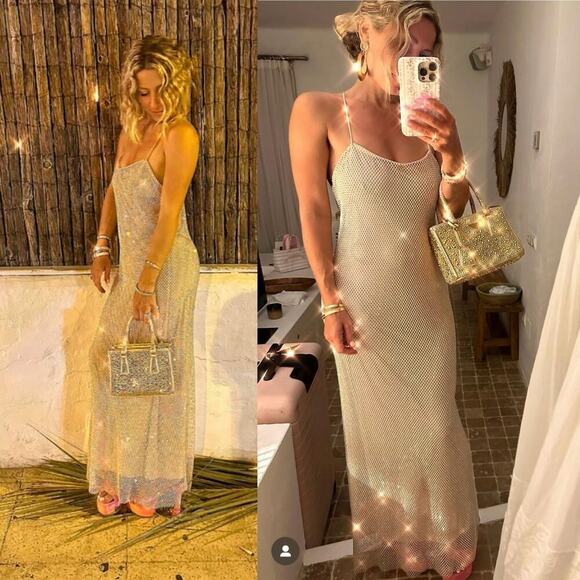 LoveShackFancy Calvert Crystal-Embellished Maxi Dress Off-White Size 14 Plus - Picture 7 of 11